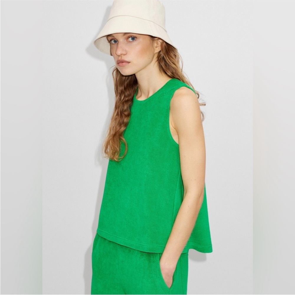 ME + EM clover green toweling sleeveless swing top sz 6